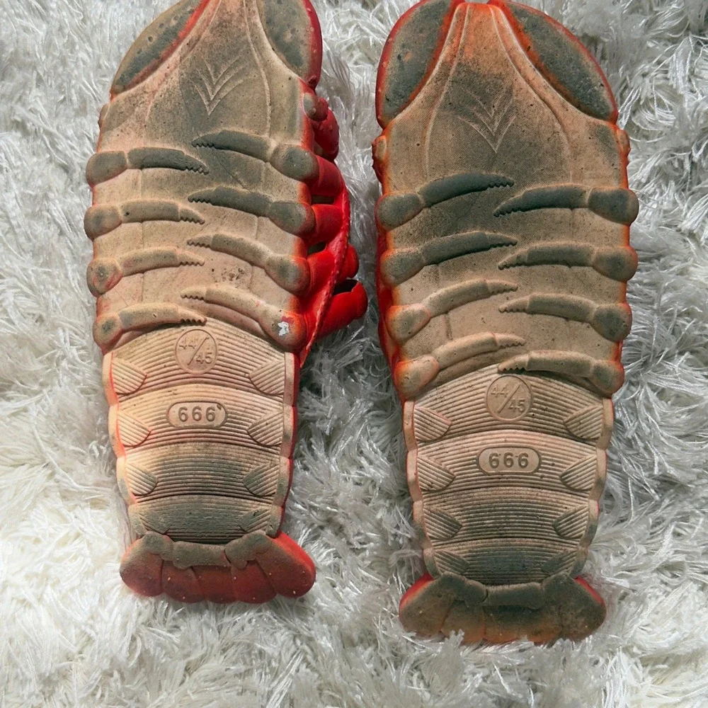 Vintage Lobster Slides Novelty Red Rubber Beach Sandals Mens 10 11 Made HongKong